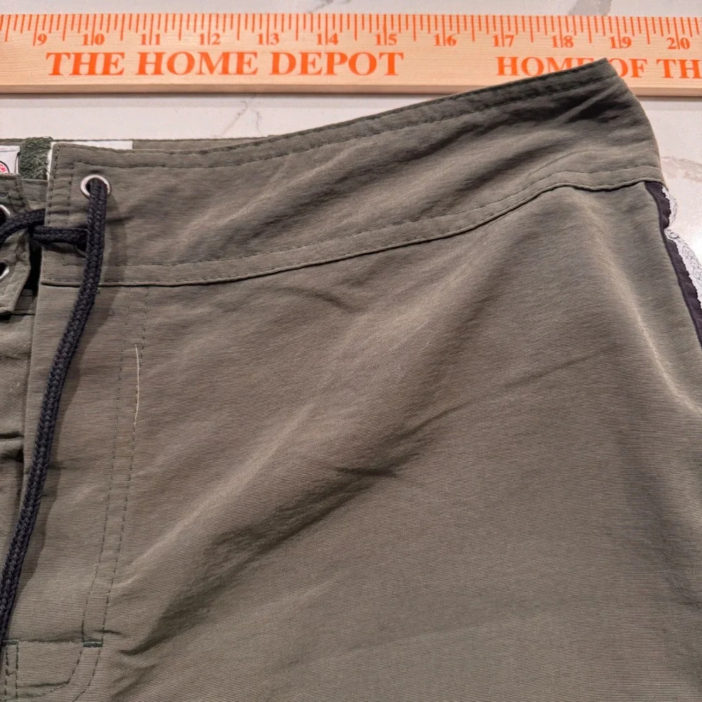 Cocoa Beach Surf Company‎ Mens Board Shorts Olive Green Side Tape Logo Size 40